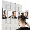 Vanexiss 3 Way Mirror,360 Mirror Self Cut Hair,Adjustable & Foldable Portable Trifold Mirror with Height Retractable Hook,for DIY Haircut,Hair Co