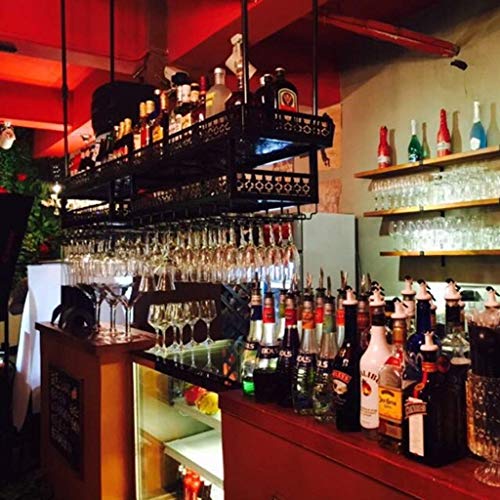 OUSIKA Wine Racks,Wine Lovers/Hanging Wine Rack Bar Retro Hanging Wine Glass Rack Goblet Holder Inverted Wine Bottle Rack Floating Wine Shelf Wal