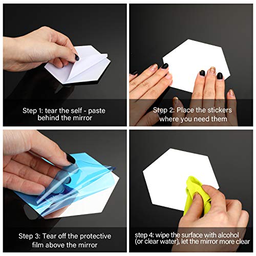 Flexible Mirror Sheets Self Adhesive 10 x 8.6 x 5 cm Non Glass Mirror Tiles Removable Acrylic Mirror for Home Living Room Bedroom Decor (36 Piece