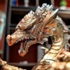 HEINBOW Steampunk Dragon Wine Bottle Wine Holder Statue with Two Wine Glasses Holder Wine Rack Gothic Decor Metallic Look for Home Decor Gifts fo