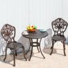 YSGLIFE Garden Outdoor Round Table Cast Aluminium Dining Coffee Tables Waterproof Sturdy Durable Balcony Patio Furniture Bistro Sets (One Table)