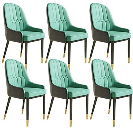 Kitchen Dining Room Furniture Chairs Dining Chairs Set Of 6 Water Proof PU Leather Kitchen Chair with Metal Legs High Back Padded Soft Seat Livin