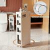 OPSREY Narrow Bathroom Floor Cabinet Storage Drawers, Space Saving Slim Toilet Paper Storage Cabinet with Casters Narrow Storage Drawer Cart Larg