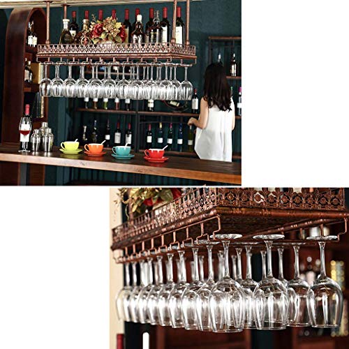 OUSIKA Wine Racks,Simple Style Iron Hanging Wine Glass Rack Hanging Wine Bottle Holder Bar Creative Wine Rack Ceiling Decoration Shelf for Bars,R