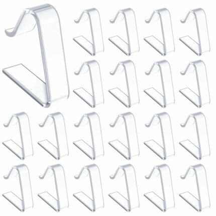 FRIUSATE 20Pcs Plastic Tablecloth Clips Transparent Table Cloth Clip Clear Tablecloth Weight for Outdoor Picnic Tables Table Cloth Holder Table C