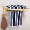 Towel Rack Aluminum Towel Bar Double Layer Towel Shelf Self Adhesive Bathroom Wall Mounted Rustproof Folding Towel Holder Towel Rail