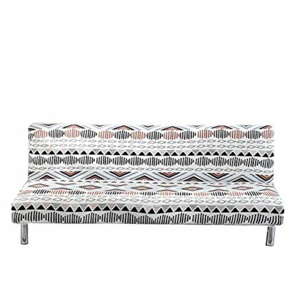 Armless Sofa Bed Cover Vintage Printing Couch Sofa Slipcover Polyester Stretch Futon Cover 3 Seater Couch Sofa Cover fits Folding Sofa Bed withou