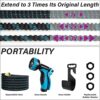 Upgraded Expandable Garden Hose Pipe 100FT/30M, Expanding Water Hose with 10 Function Spray Nozzle Gun, 3-Layer Latex Core, 1/2" & 3/4" Brass All