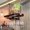 wine racks metal Creative Wrought Iron Wine Rack, Upside Down Goblet Wine Holder, Bar Hanging Wine Storage Shelf, Wine Cabinet Bar Hanger, Househ