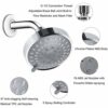 Shower Head, High-Pressure Rain Fixed Showerhead Rainfall 5-Setting with Adjustable Metal Swivel Ball Joint, Bathroom Showerhead 4 Inch High Flow