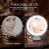 LINPOZONE Version 10X Magnifying Makeup Vanity Mirror with Lights, LED Lighted Portable Hand Cosmetic Magnification Light up Mirrors for Home Tab