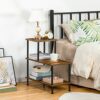 HOOBRO Narrow Side Table, Slim Bedside Table, Small Storage Side Table with 3-Tier Shelves, Industrial Sofa Side Table for Small Spaces, Living R