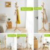 Coat Rack Freestanding Bamboo Coat TreeCoat Rack Standing Adjustable Coat With 3 Sections 8 Coat Hooks Easy Assemble Coat Hanger For Closet Hats