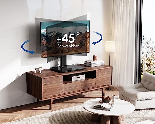 FITUEYES Universal TV Stand for 19-42" TVs,Tabletop TV Pedestal,Holds 45kgs,Swivel Height Adjustable,Black TT104001GB