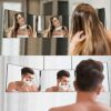 HIEEY 3 Way Mirror for Hair Cutting,360 Trifold Mirror with Height Adjustable Telescoping Hooks,and 5X Magnification Mirror,for Makeup, Hair Styl