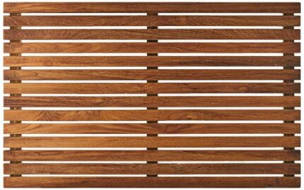 Bare Decor Spa, Door Mat in Solid Teak Wood and Oiled Finish, 31.5" W x 19.5" L x 1.5" H