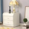 SDFGH Simple and Bedroom White Double Drawer Bedside Table, Soft Packaging Mini Cupboard Bedside Table