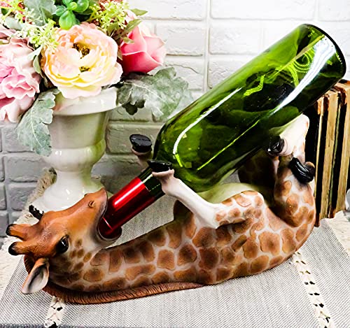 Atlantic Collectibles Safari Thirsty Long Necked Giraffe Wine Bottle Holder Caddy Figurine