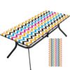 Tablecloth for Folding Table, boho Picnic Table Cover, Waterproof Fitted Table Covers for 6 Foot Tables, Elastic Rim Plastic Table Cover for Picn
