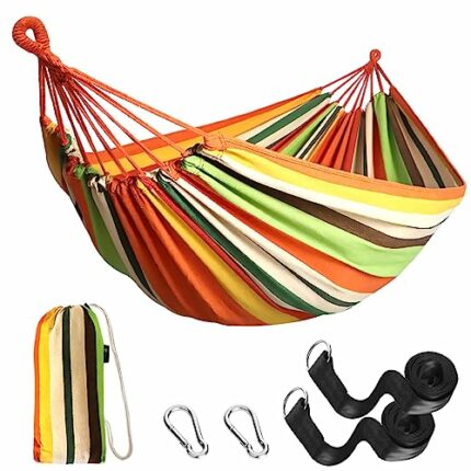 Anyoo Cotton Hammock Comfortable Fabric with Tree-friendly Straps, Durable Portable Hammock with Travel Bag,Perfect for Garden Camping Outdoor/In