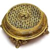 ESPLANADE Brass Decorative Round Pooja God Stool | Brass Chowki | Home Decor Sitting Table - 7" Inches