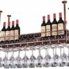 SUCHETA Hanging Wine Rack with Glass Holder and Shelf, Wine Lovers Bar Furniture& Metal Wine Racks Wall Shelf For Bar/Wine Bottle Holder Wall Han
