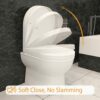 Toilet Seat Cover White Loo Seat Anti Bacterial D-Shape Mute Toilet Seat UF (Urea-Formaldehyde) Durable & Heavy Duty Slow-Close Easy Cleaning Top