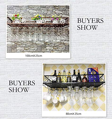 OUSIKA Wine Racks,Wall-Mounted Industrial Hanging Wine Glass Racks Stemware Holder Decoration Shelf Organizer