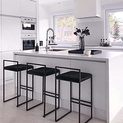 RTYHN Modern Design Kitchen Breakfast Bar Stool, Velvet Seat Barstools Chairs,with Black Metal Base, for Breakfast Bar, Kitchen and Home Barstool