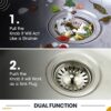 ARCOOZE Kitchen Sink Plug and Strainer- Stainless Steel 304 Kitchen Sink Plug Replacement with 3 Additional Silicon Seals, Sink Drainer Plug Diam