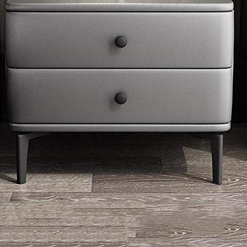 LUKEO Minimalist Bedside Table Leather Art Storage Cabinet, Bedroom with Drawer Bedside Table