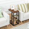 HOOBRO C Shaped Side Table, Foldable Sofa Side Table, Bedside Snack Table, Laptop Holder Table for Sofa, Small Spaces, Small Coffee Table, Living