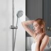 Frap Universal High Pressure Shower Head, 1.5m Stainless Steel Hose, Powerful 5 Mode Function, Easy-Cleaning Silicone Nozzles, Quick Installation
