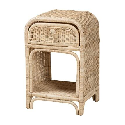 Baxton Studio Nightstand, Rattan, Natural Brown, 1-Drawer