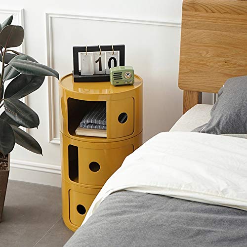 LUKEO Round Storage Unit Plastic Cabinet Bedside Table for Home Corridor Bathroom Bedroom
