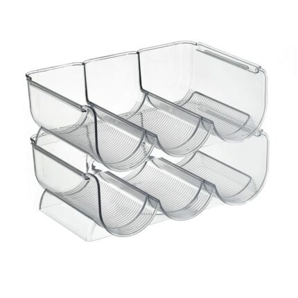 REDANT Stackable Plastic 3 Bottle Refrigerator Wine Rack - Kitchen Storage Organizer Holder for Storing Champagne, Wine, and Water Bottles - Stac