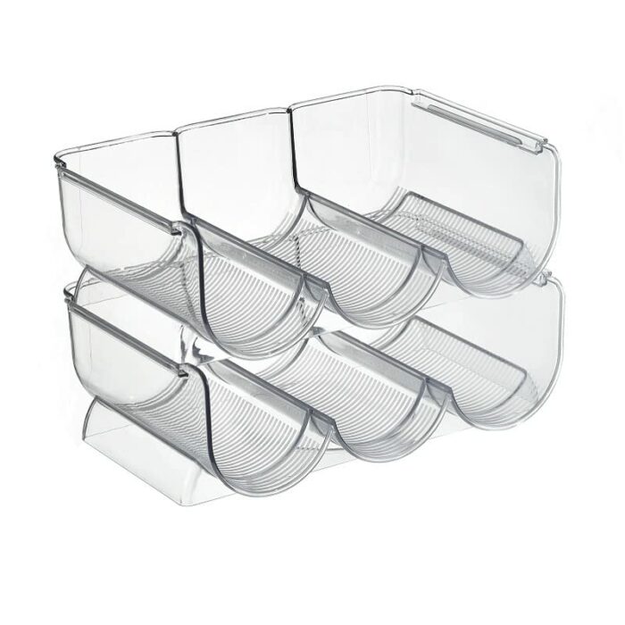 REDANT Stackable Plastic 3 Bottle Refrigerator Wine Rack - Kitchen Storage Organizer Holder for Storing Champagne, Wine, and Water Bottles - Stac