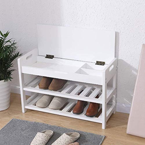 DINGZZ 2 Tier Shoes Bench Storage Shoe Rack Storage Stool Organizer Holder Seating Bench, Ideal for Entryway Hallway Bathroom Living Room Corrido