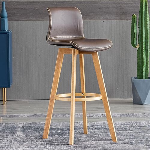 N/A Bar Stools Set of 2, Swivel Bar Chair Rubberwood High Stools, with Upholstered Backrest Seat & Footrest, for Kitchen Counter Dining Room Isla