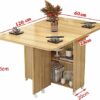 Drop Leaf Table, Folding Kitchen Table, Wooden Dining Table with 2 Storage Racks And Wheels, Space Saving Extendable Table for Kitchen/Living Roo