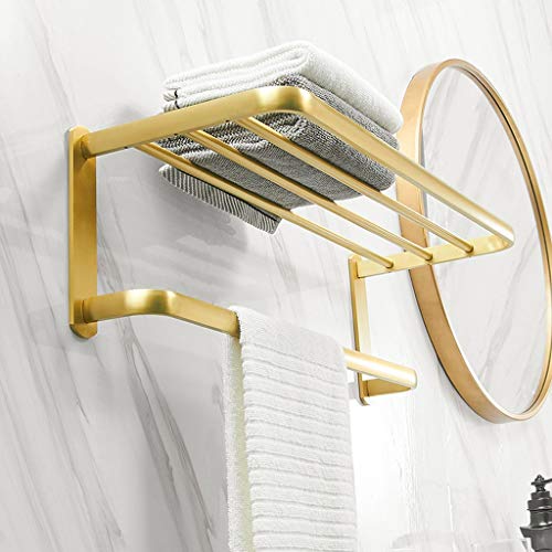 TJLSS Shelf Metal Kitchen Shelf Bathroom Storage Shelf Shower Electroplated Bathroom Brass Single layer Storage Rack