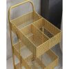 THYKL Scandinavian Iron Shelves Bedroom Kitchen Metal Removable Bathroom Storage Rack With Wheels Trolley