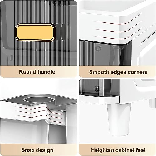 Bathroom Floor Cabinet with Drawers, Large Capacity Slim Toilet Paper Storage Cabinet with Plastic Clear Drawers 18cm Upgrade Storage Tower Vanit