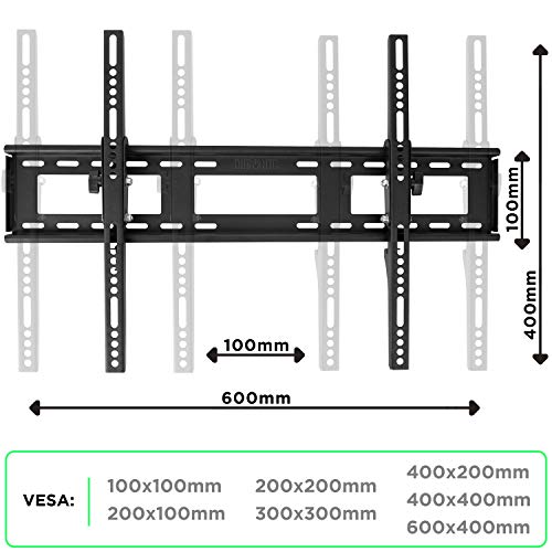 Duronic TV Bracket Wall and Ceiling Mount TVB123M 32-60 Inch Television Screen VESA Up to 600x400mm Flat Screen LCD LED OLED QLED Strong Heavy Du
