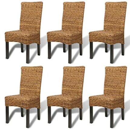 vidaXL Dining Chairs 6 pcs Abaca Brown Handmade Woven Kitchen Furniture Seat