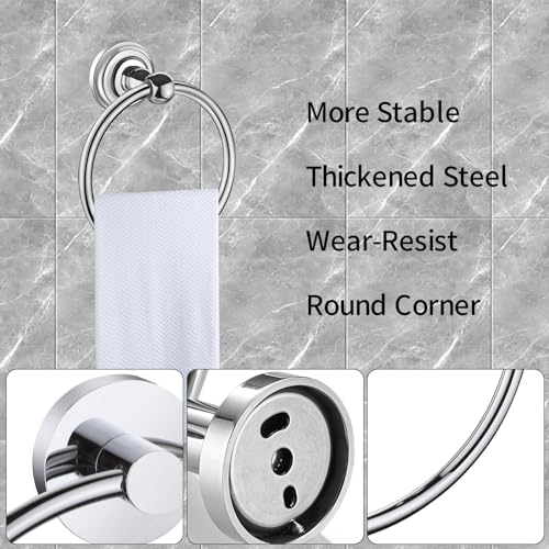 Towel Rack, Bathroom Towel Holder, Chrome Towel Rings for Bathrooms, Hand Towel Rail, Towel rack wall mounted, 6.3 Inch Diameter, Kitchen Towel H