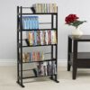 Atlantic Element Media Storage Rack - Holds Up to 230 Cds or 150 Dvds, Contemporary Wood & Metal Design with Wide Feet for Greater Stability, PN3