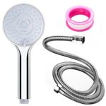 Shower Head with Hose Set, Universal Stainless Steel Shower Hose and Head 2m, Replacement Metal Shower Pipe Cable, High Pressure Shower Head with