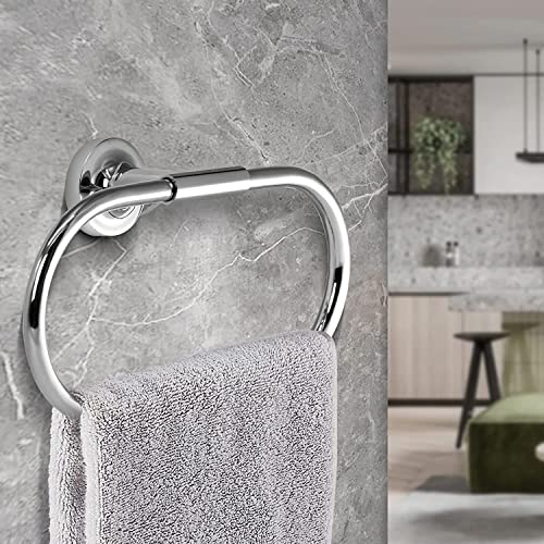 JASSFERRY Wall Mounted Oval Towel Ring Luxury Modern Design Bath Hand Towel Holder Hanger Polished Chrome