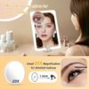 Travel Mirror Makeup Mirror with Lights with 360°Adjustable Stand, Lighted Vanity Mirror with Small Round 20X Magnifying Mirror, 1500mAh Battery,